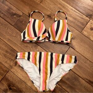 Shade and Shore striped bikini size medium 34c